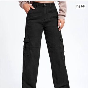 Zara Black High Rise Cargo Jeans